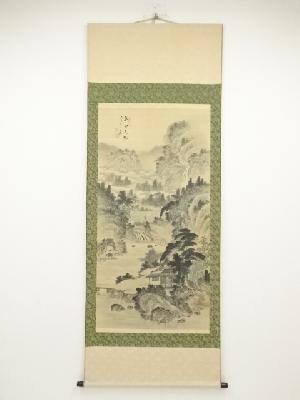 陳文翰筆　山水　肉筆絹本掛軸